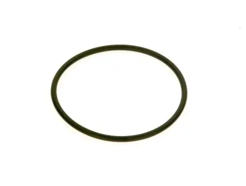 Schwarzer O-Ring von Bosch, kreisförmige Dichtung, auf weißem Hintergrund.